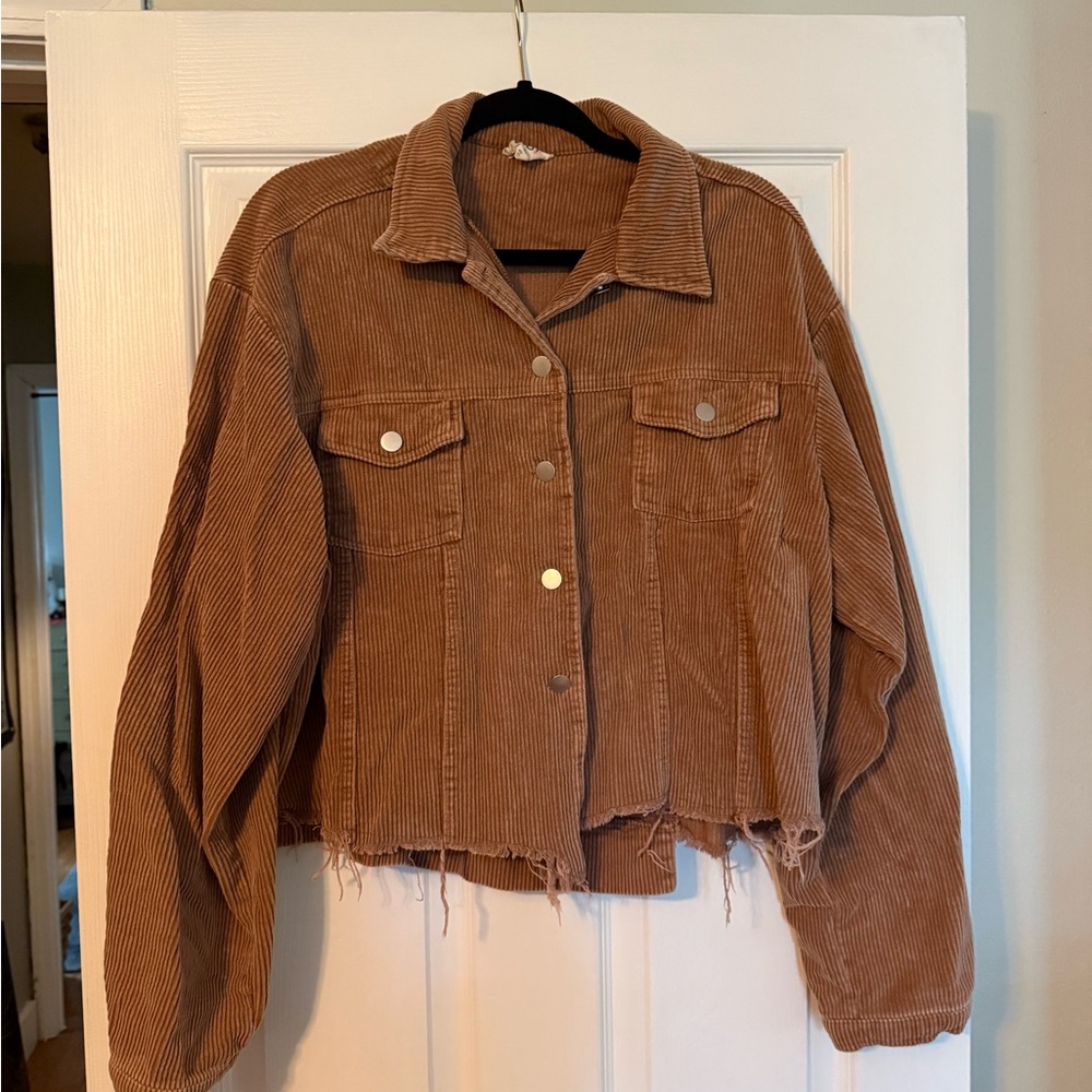 BiBi Brown Jean Jacket Cropped Corduroy Style